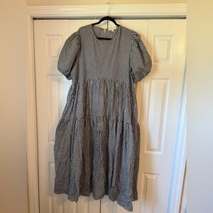 Anthropologie Black and White Gingham Maxi Dress